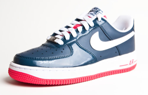 blue and red air force ones