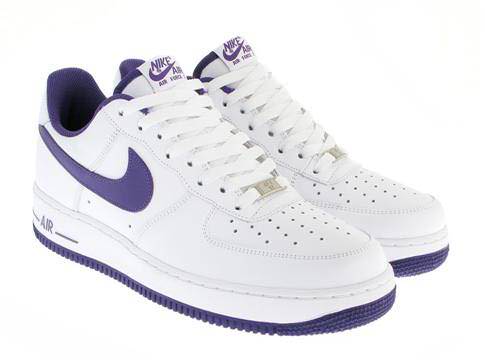 purple and white nike air force ones