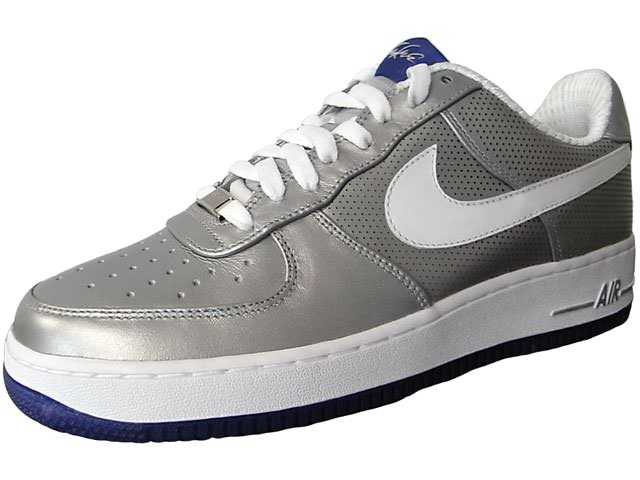 purple and silver air force ones