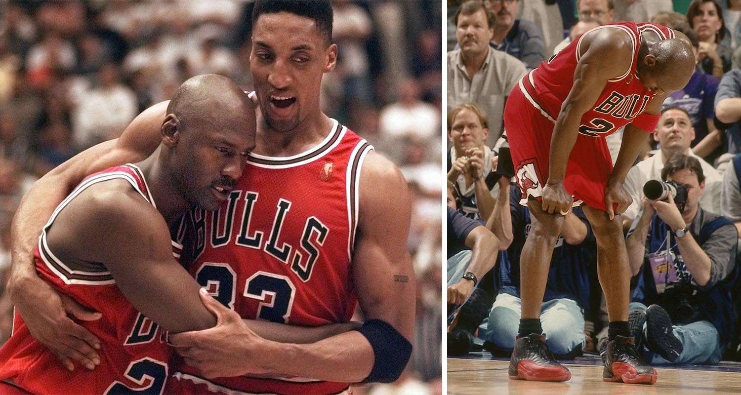 Sneakers worn by NBA legend Michael Jordan in 1997 'Flu Game