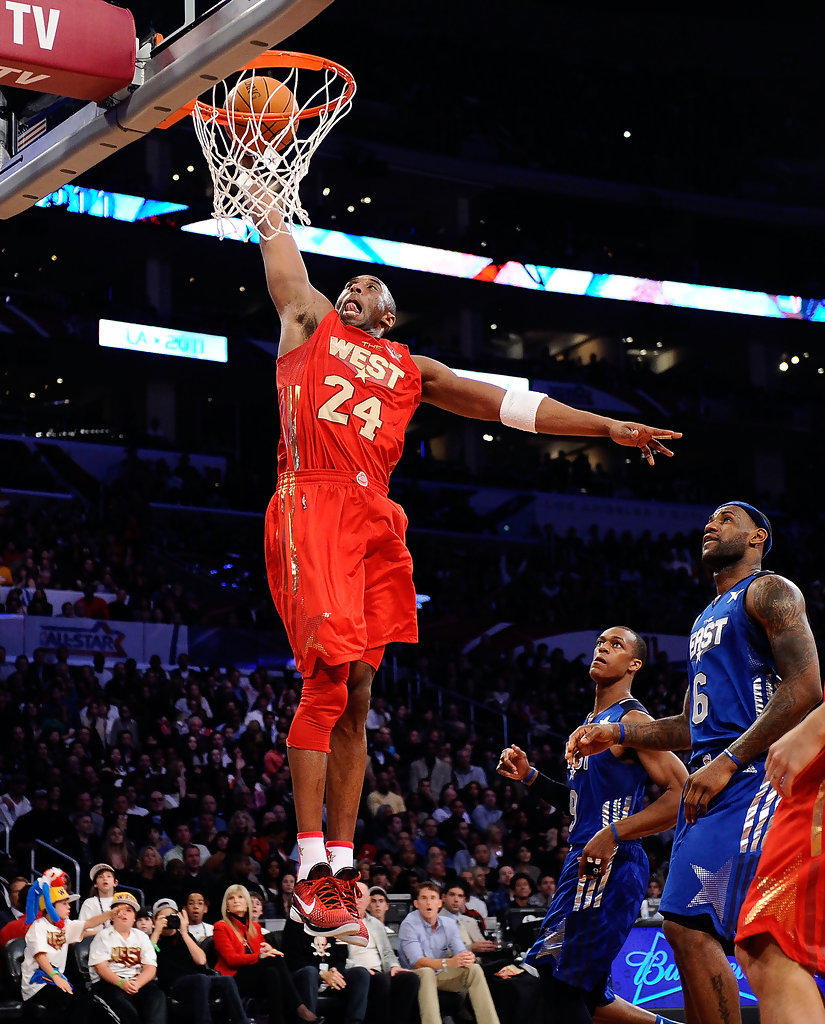 Kobe Bryant in the Nike Zoom Kobe 6 "All-Star" (photo by Kevork Djansezian/Getty Images via Zimbio)