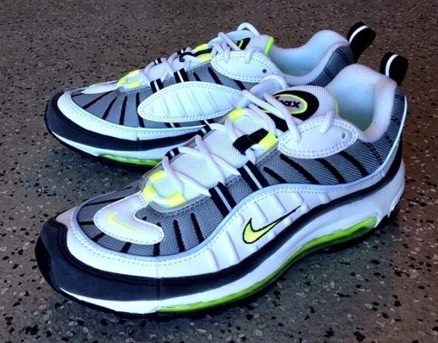 navy blue and lime green air max