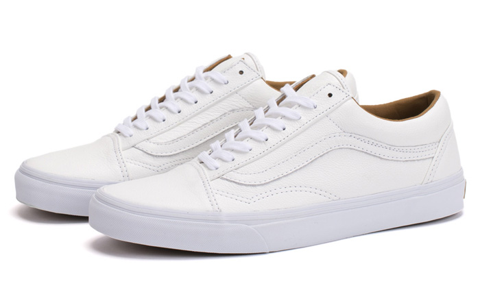 all white vans leather
