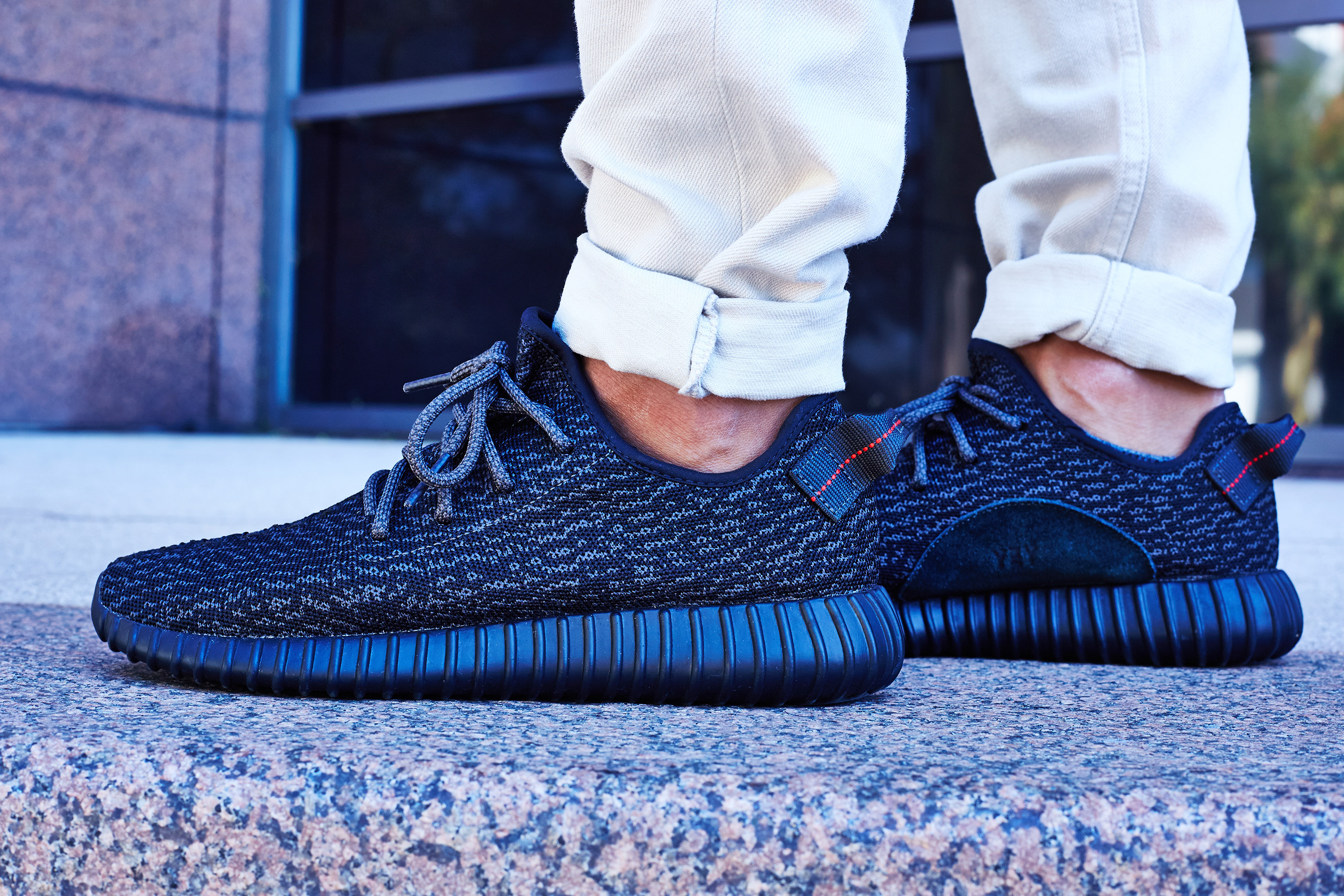 blue and black yeezys