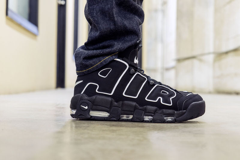 nike uptempo black and white release date