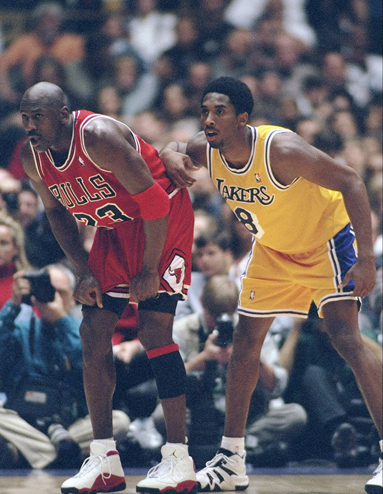 Los Angeles Lakers Kobe Bryant 24 And Chicago Bulls Michael Jordan