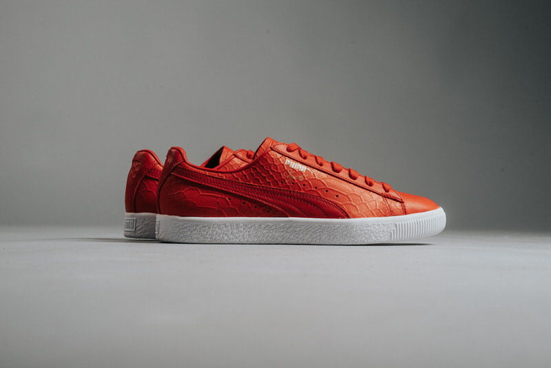 puma clyde snakeskin red