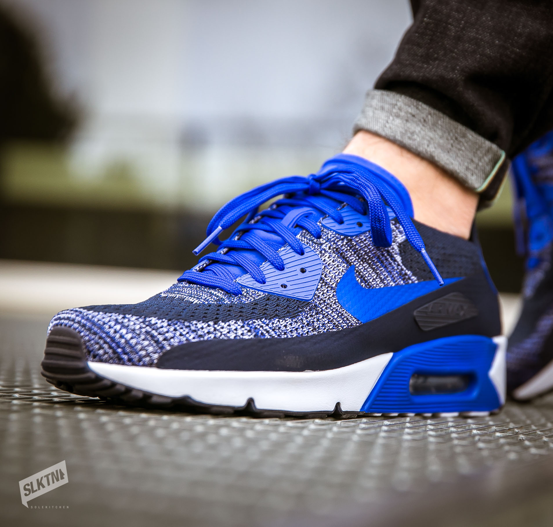 The Nike Air Max 90 Ultra 2.0 Flyknit Armory Navy On-Feet •