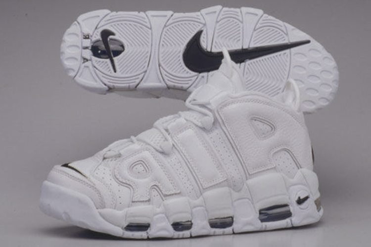 nike uptempo 96 white and blue