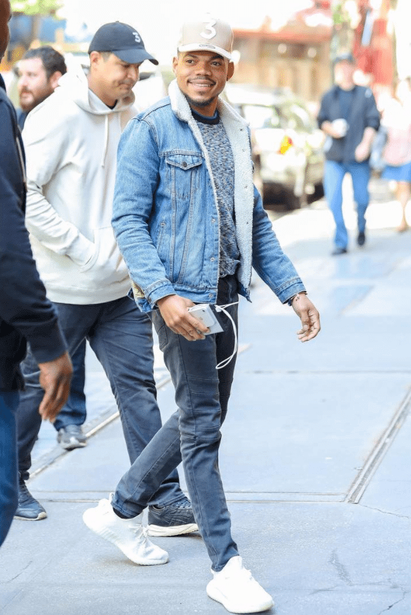 Chance the Rapper in the Adidas Yeezy Boost 350 V2 "Cream White"