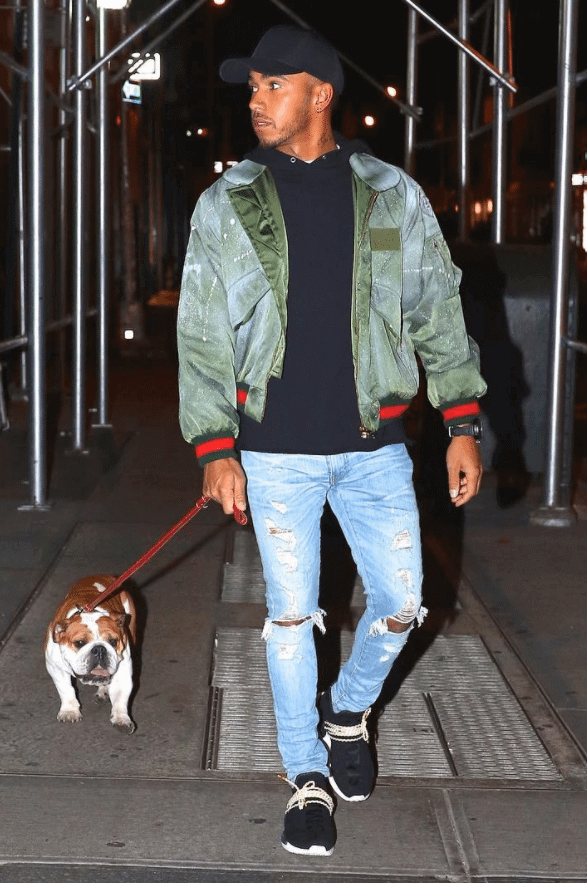 Lewis Hamilton in the PW x Adidas NMD Human Race