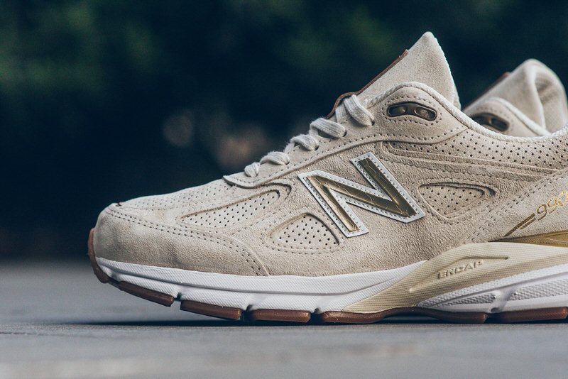 new balance white and gold