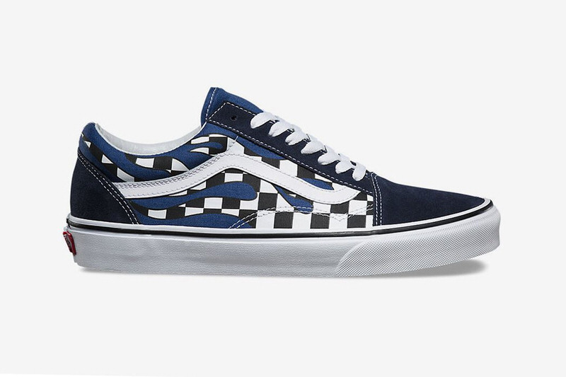 checkered vans with fire