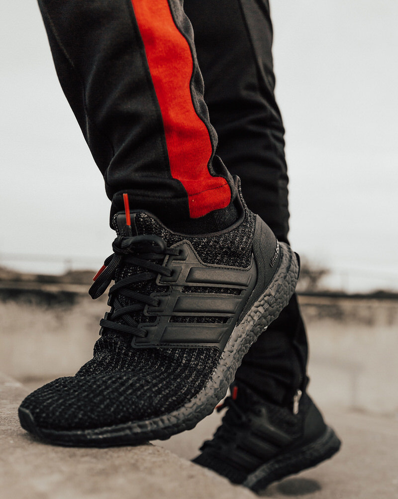 ultra boost triple black red lace
