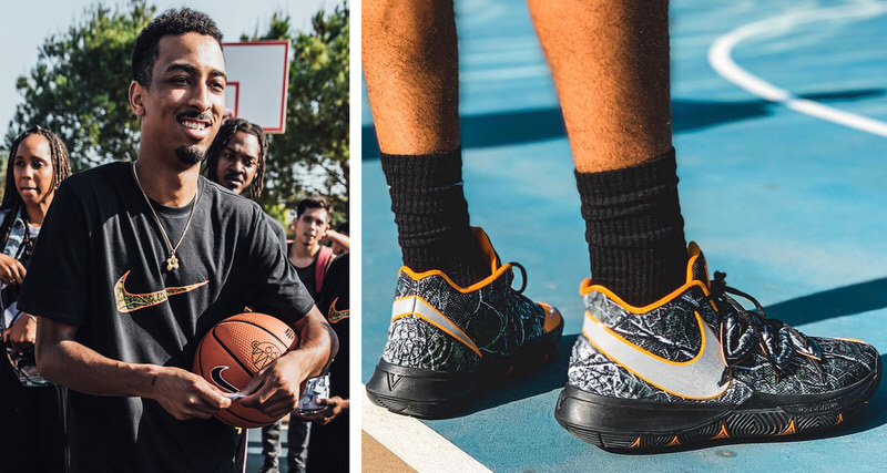 Men 's Basketball Shoes Nike Kyrie 5 EYBL Gray Peach