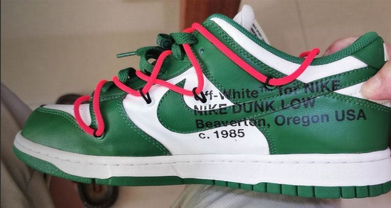 Off-White Nike Dunk Low University Red Pine Green Michigan Release