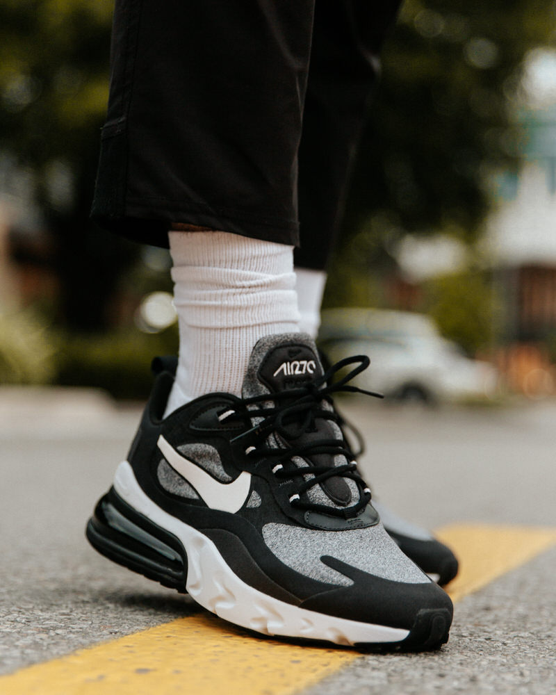 An on foot look at the Nike Air Max 270 React Black White, Shop Air Max 270  React:  By The Sole Womens