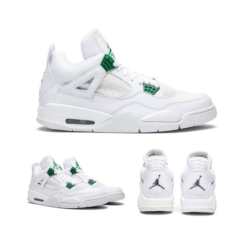 white and green jordan 4