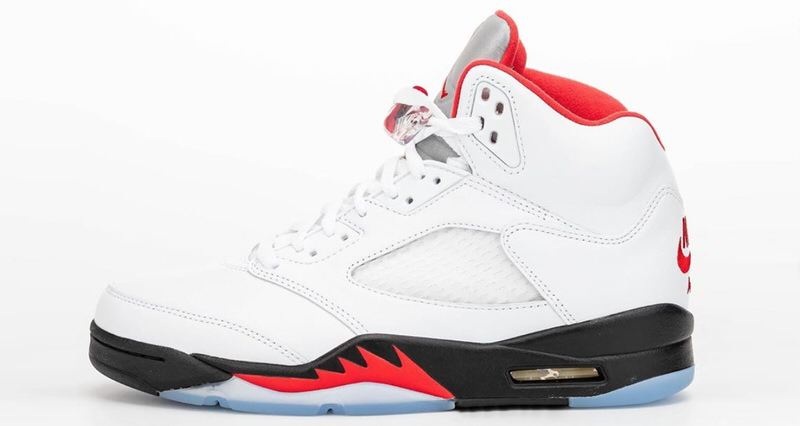 red and white jordan 5s