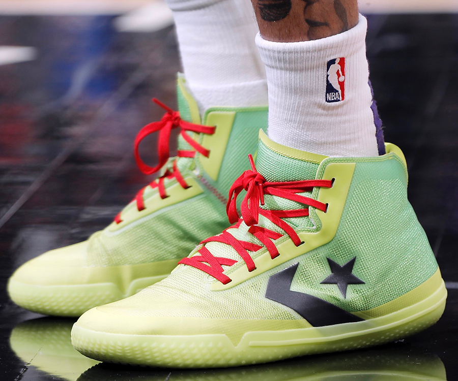 Kelly Oubre Jr. on his Converse that pay homage to Kobe Bryant's Grinches