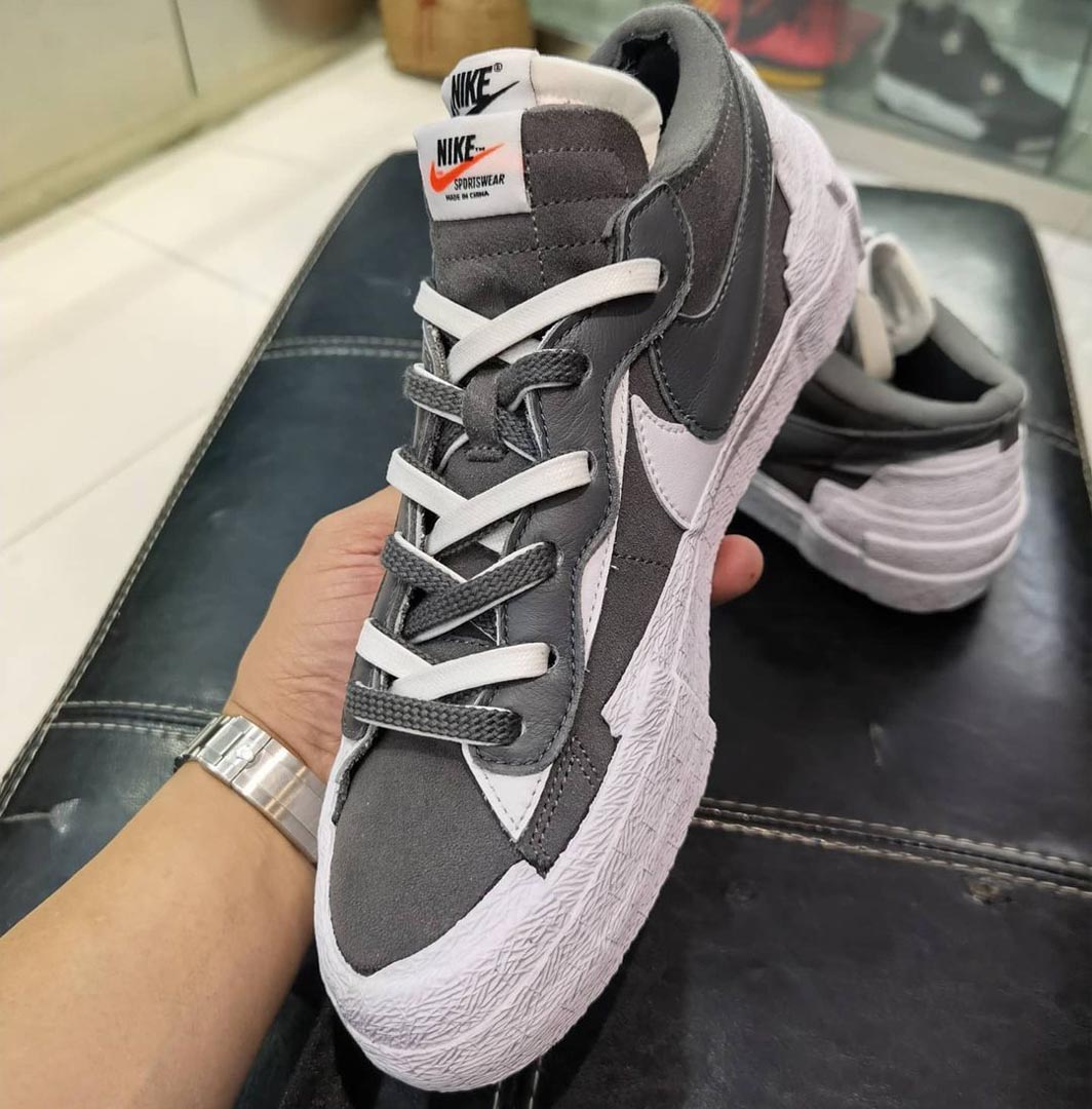 nike blazer sacai grey