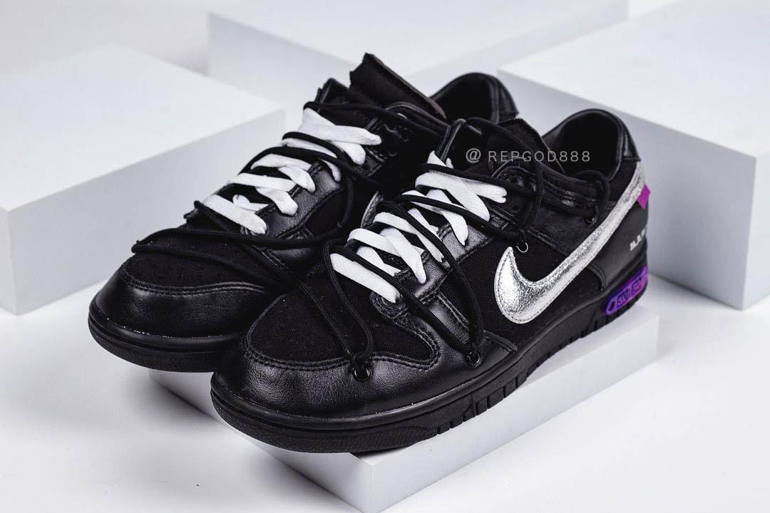 OFF WHITE Dunk Low Size 9.5 (Lot) 04 of 50 DM1602-114 Black Tongue