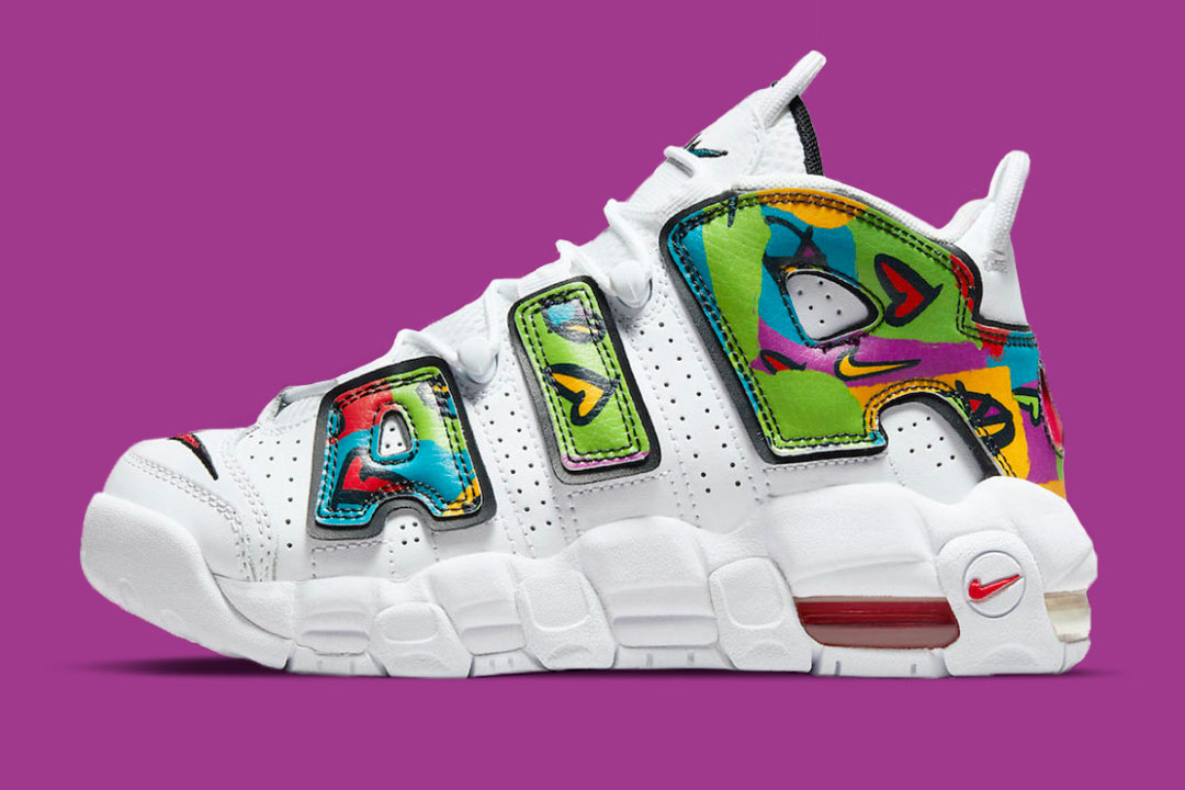 Nike Air More Uptempo Peace, Love, Swoosh (GS), DM8155-100, Size