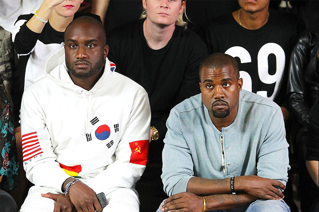 Kanye In Abloh Louis Vuitton Suit & YEEZY Slides