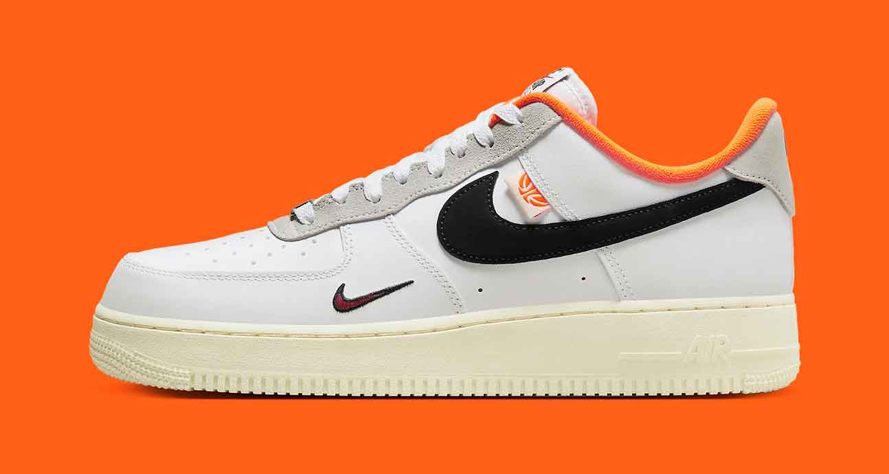 Men's Size 6.5 Nike Air Force 1 07' LV8 White Orange Low Hoops Pack  DX3357-100🔥