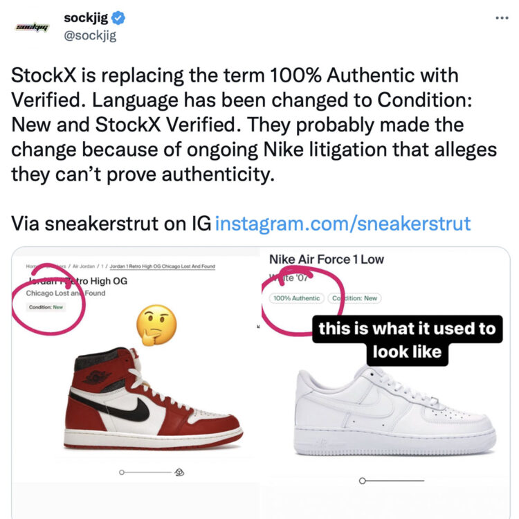 StockX Removes Claims that Sneakers are 