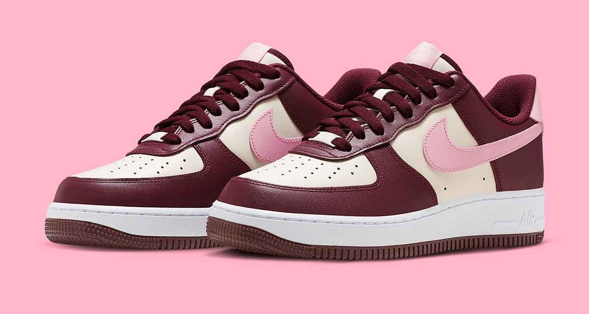 nike air force 1 low valentines day sail maroon pink 0