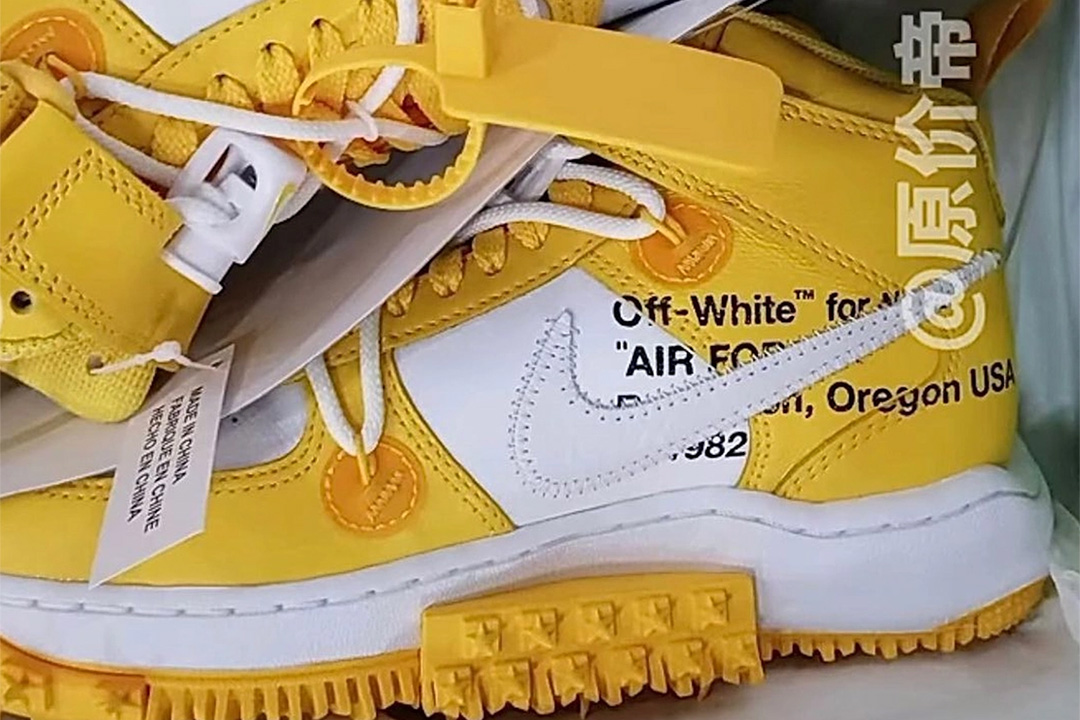 The Off-White x Nike Air Force 1 Mid Varsity Maize Releases In