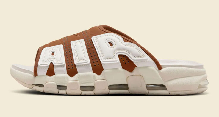 nike authentic air more uptempo slide brown sail fq8700 200 00 736x392