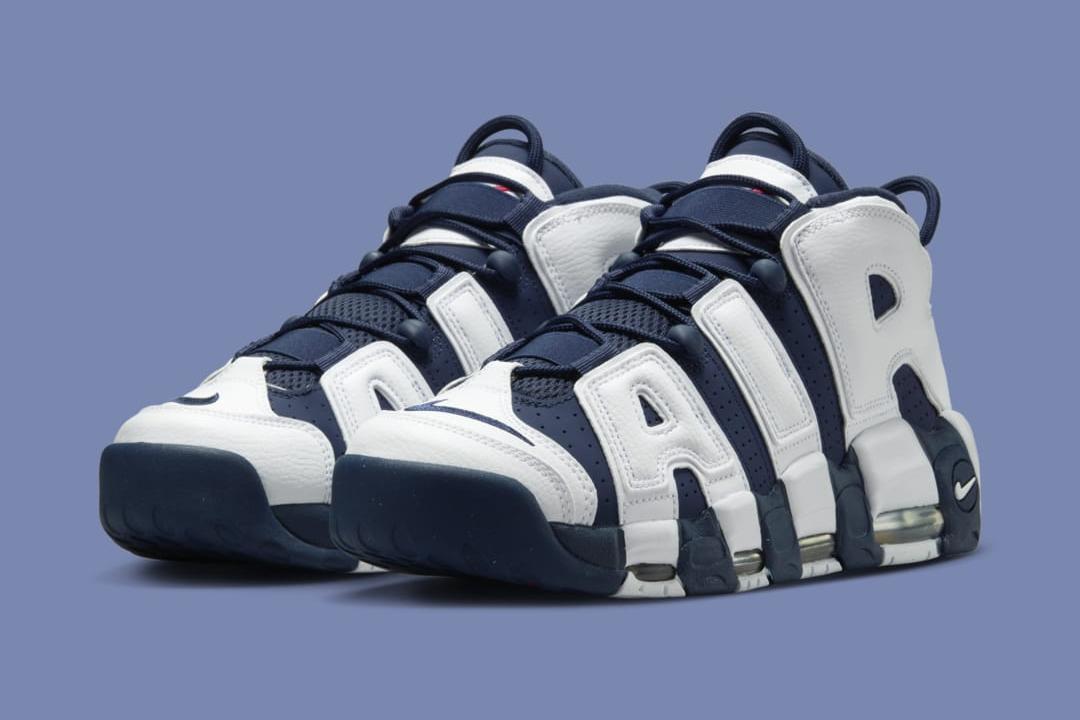 Nike uptempo blue and white online